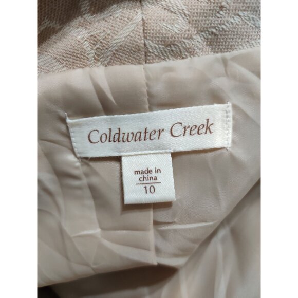 Coldwater Creek 10 Womens Linen Blend Embroidered Boho Chic Artsy Jacket Beige - Picture 7 of 14